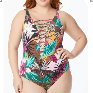 Bleu Rod Beattie Run Wild Printed Plus One piece swimsuit 20 W